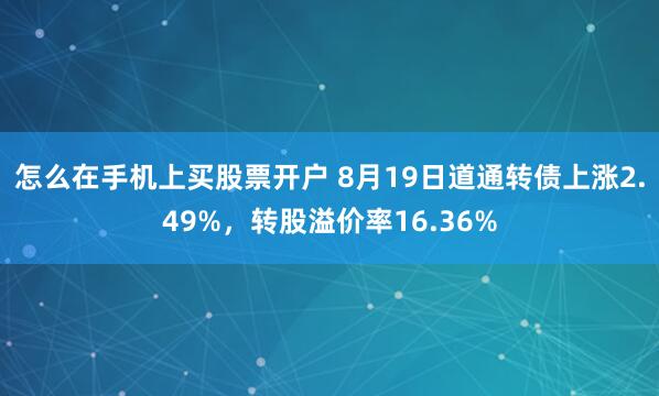 怎么在手机上买股票开户 8月19日道通转债上涨2.49%，转股溢价率16.36%